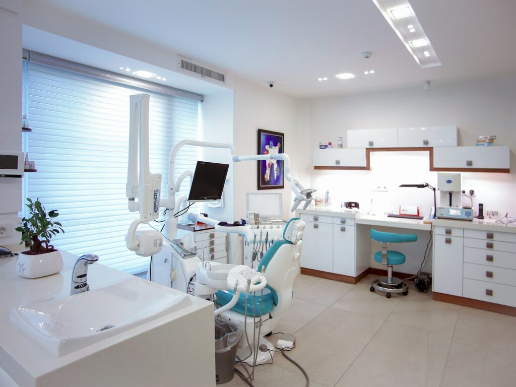 Bright operatory with modern equipment and a window with soft blinds